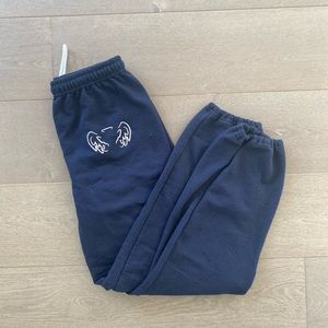 Navy blue sweatpants with Angel art